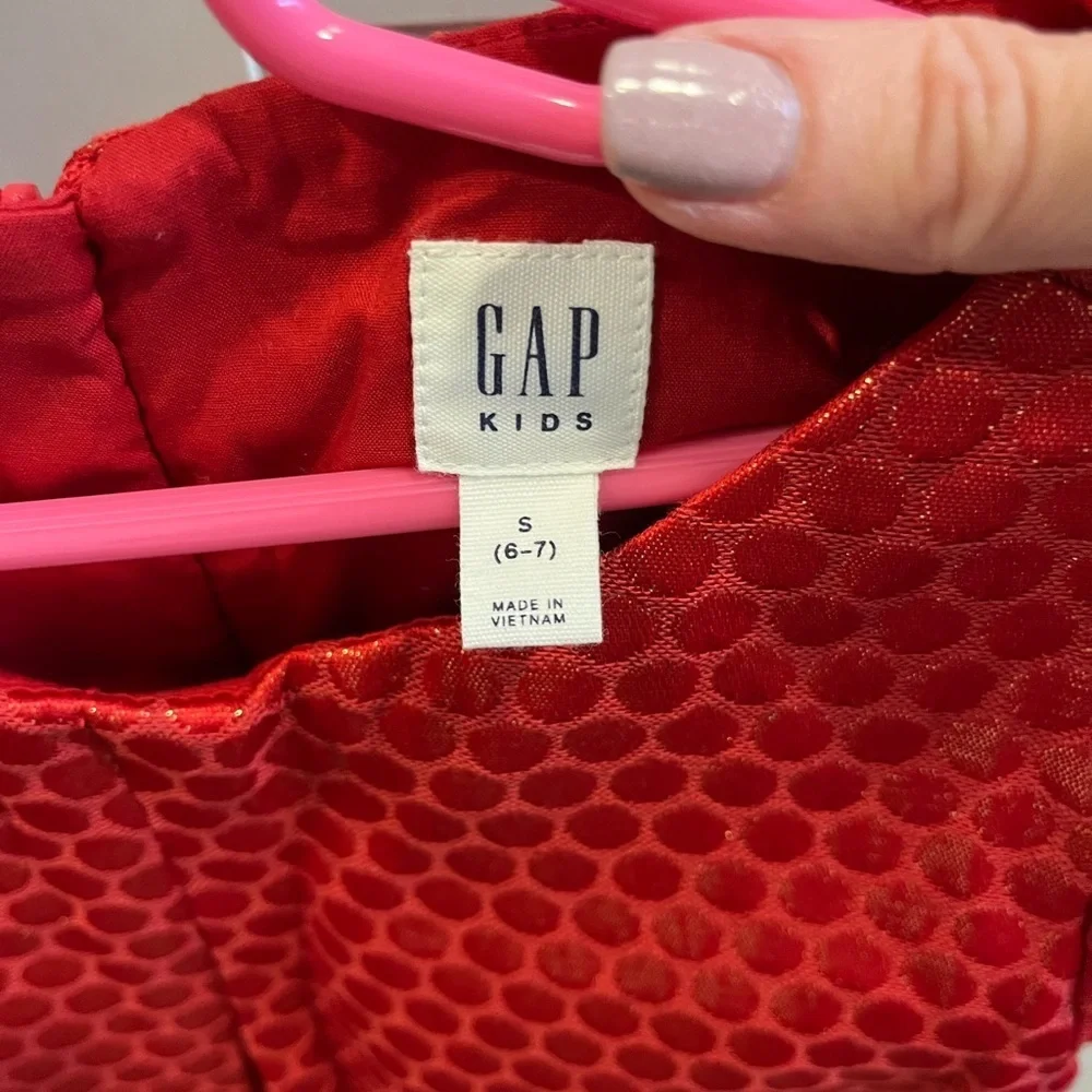 Size S (6/7) Gap metallic red shift dress